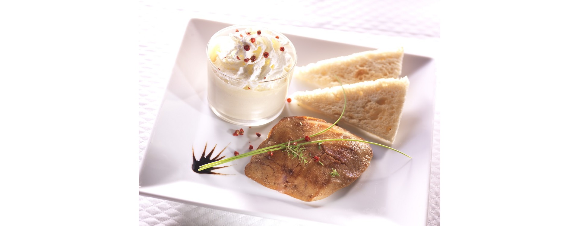 Capuccino de foie gras et poêlé de foie gras